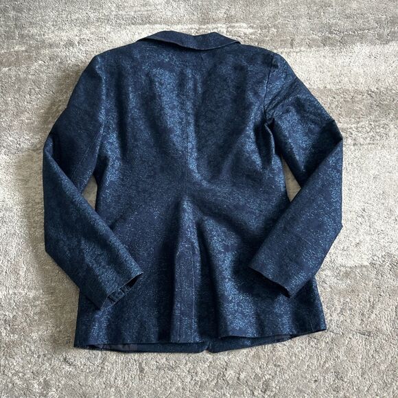 J Brand Layla Blazer Jacket Womens Small Navy Floral Jacquard Metallic Holiday - Picture 9 of 14